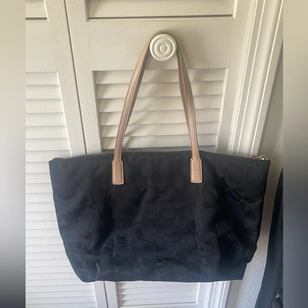 Coach Legacy Weeknd Signature Black Nylon East West Tote